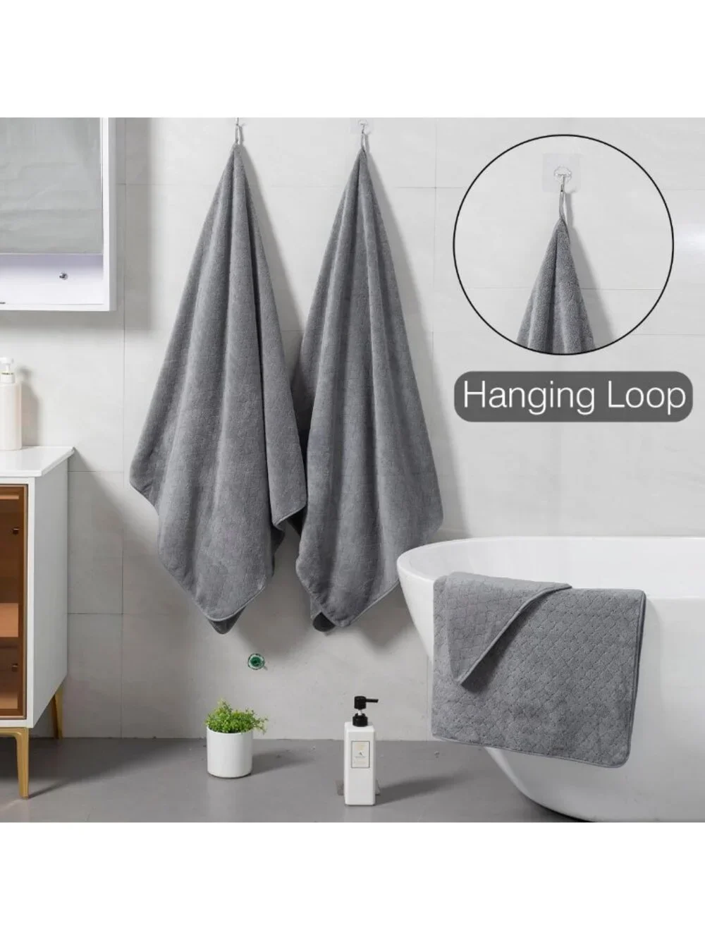 12-Piece Luxury Bath Towel Set - Extra Absorbent, Soft & Quick Dry - Grey Family